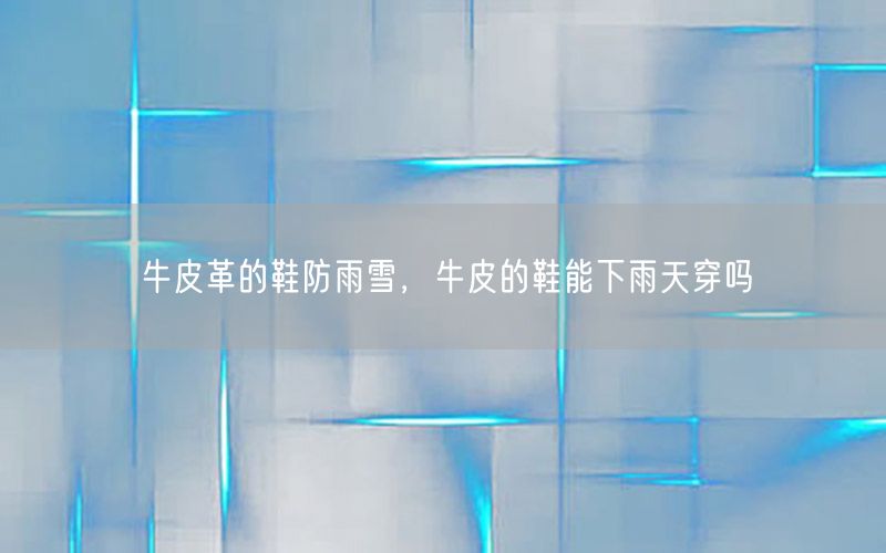 牛皮革的鞋防雨雪，牛皮的鞋能下雨天穿吗