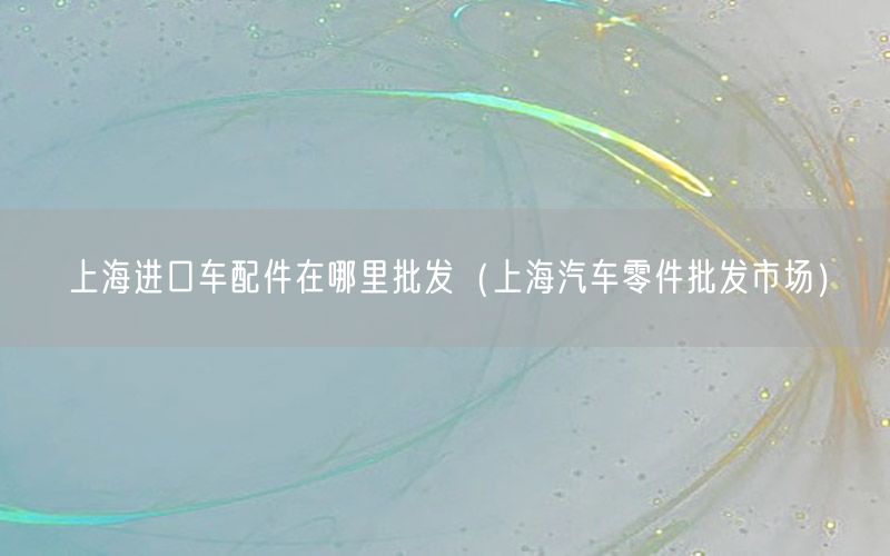 上海进口车配件在哪里批发（上海汽车零件批发市场）