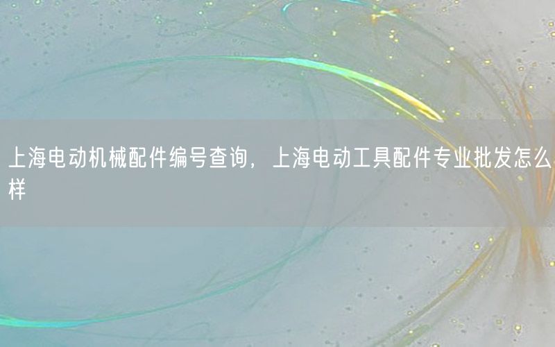 上海电动机械配件编号查询，上海电动工具配件专业批发怎么样