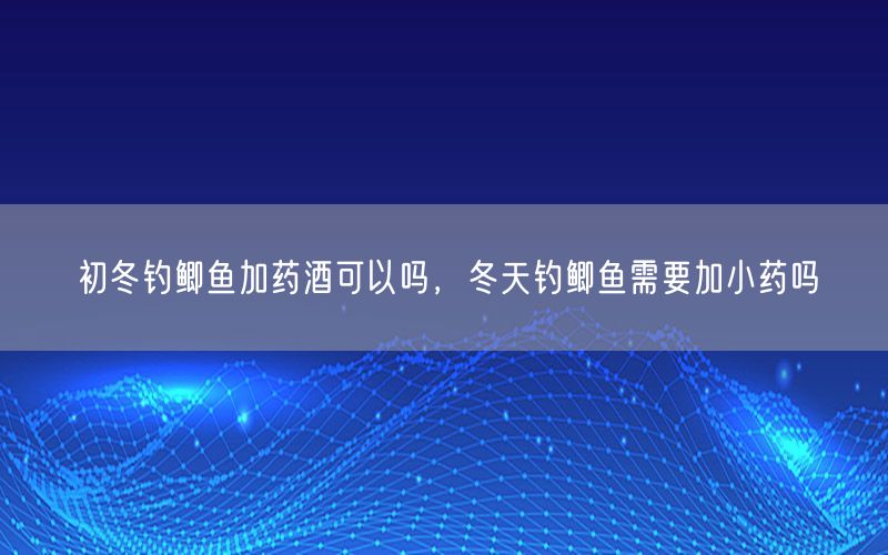 初冬钓鲫鱼加药酒可以吗，冬天钓鲫鱼需要加小药吗